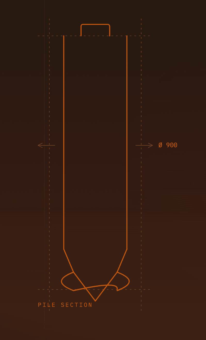 Pile section technical blueprint