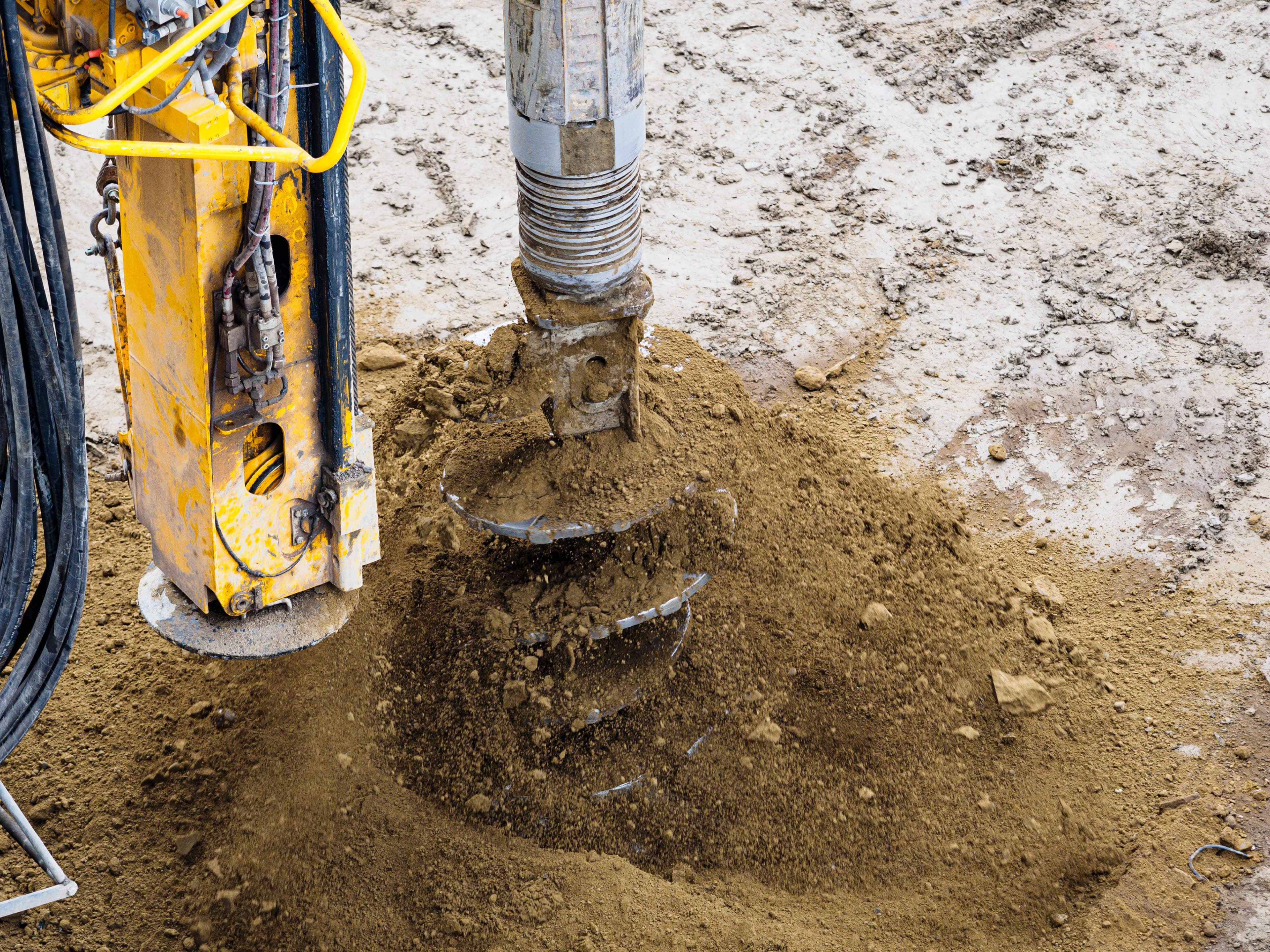Pile-driving construction machinery on-site
