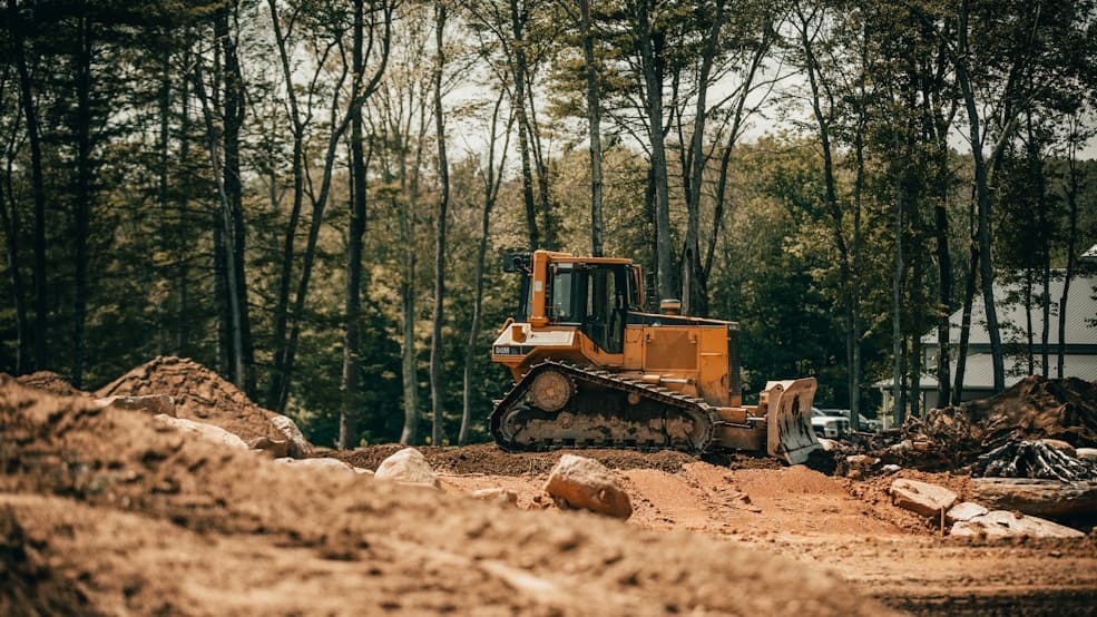 Foundation earthworks and excavation mound
